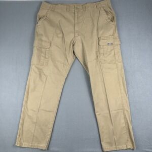 Wrangler Cargo Pants Mens 44x32 Tan Relaxed Fit Stretch‎ Khaki Work Casual NWT